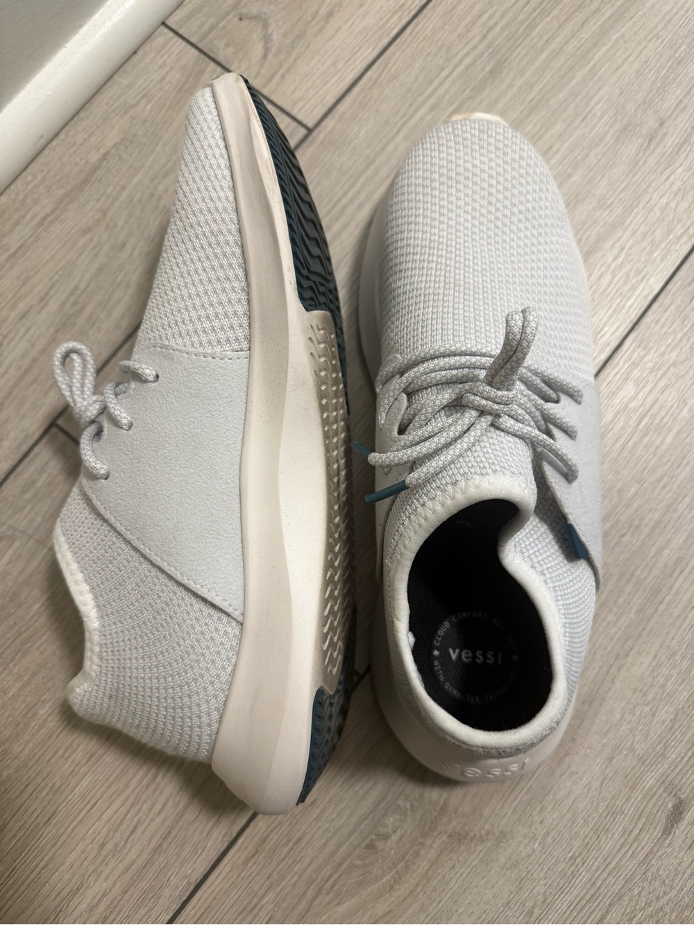 Vessi Off-White Knit Lace-Up Sneakers